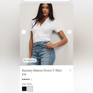 NWT Veronica Beard Kearney Button-Down T-Shirt in White